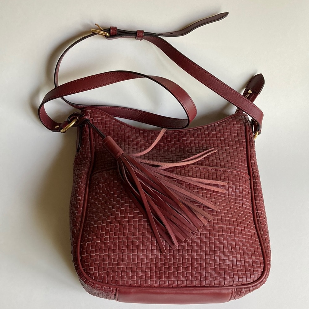 Cole Haan Gabriella Weave Crossbody in Dark Red